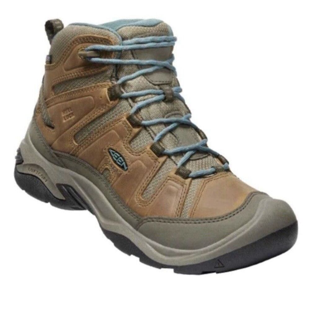 KEEN Circadia Mid Hiking Boots Waterproof Women’s 9.5 Brown Blue Outdoor Trail